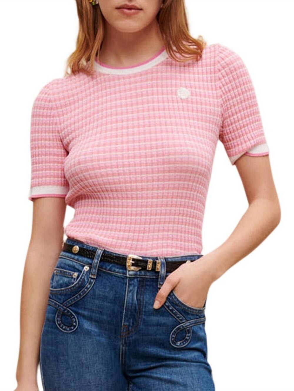 Maje Mime Short Sleeve Sweater (SZ 2)